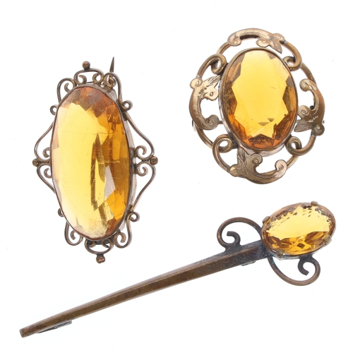 398 - Antique Jewellery Collection including Gold Plate, Amber, Mourning, Agate