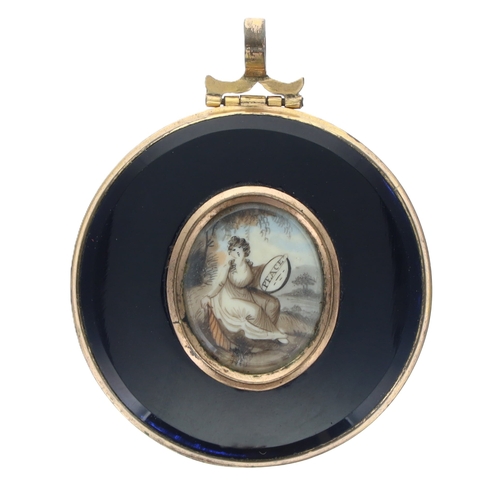 368 - 18th Century Mourning Locket Pendant with Hand Painted Picture and Hairwork