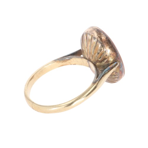 400 - Antique Carnelian Intaglio Gold Ring with Carved Seal, 4.1g
