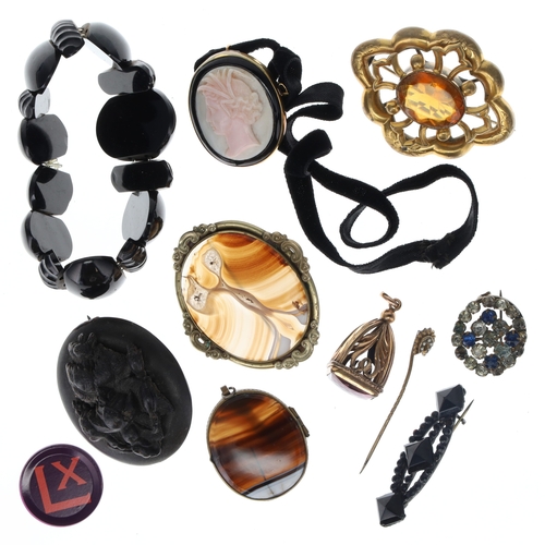 283 - Antique Jewellery Collection including Mourning, Agate, Locket, Cameo