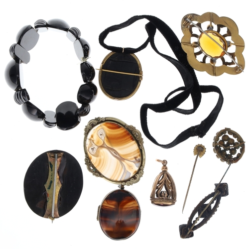 283 - Antique Jewellery Collection including Mourning, Agate, Locket, Cameo