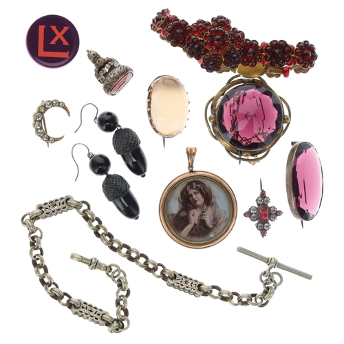 332 - Antique Jewellery Collection including Gold, Agate, Albert, Bohemian Garnet, Seal