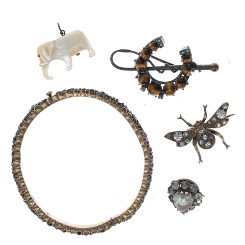 376 - Antique Jewellery Collection including Bohemian Garnet, Animal, Saphiret Glass