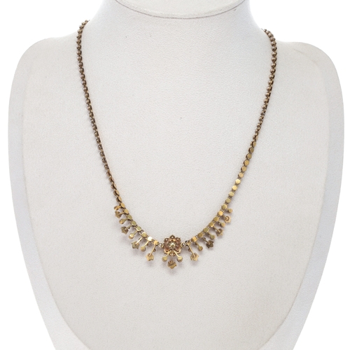 143 - Victorian Seed Pearl Gold Necklace, 14.6g