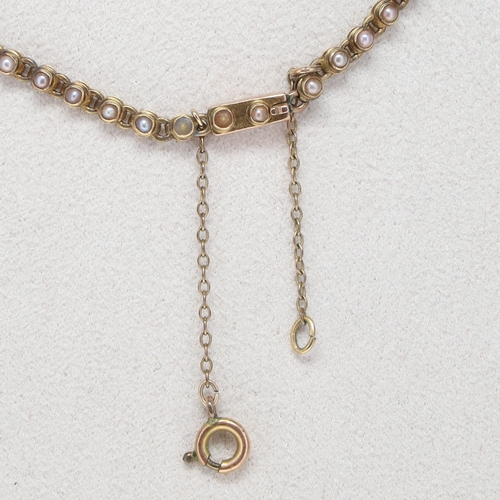 143 - Victorian Seed Pearl Gold Necklace, 14.6g