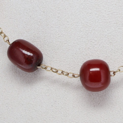 327 - Cherry Bakelite 9ct Gold Necklace, 27g