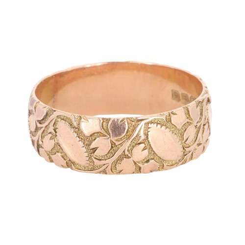 176 - Edwardian Patterned 9ct Gold Band Ring, 4.5g