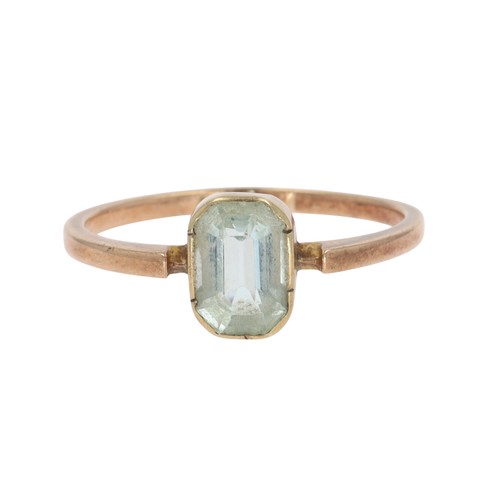 281 - Aquamarine Bezel Set 9ct Gold Ring, 1.7g