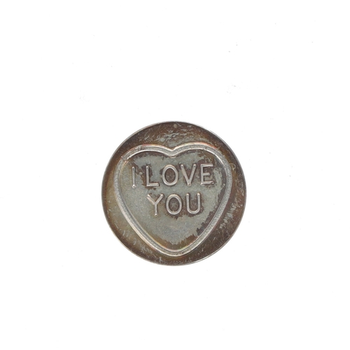 25 - Silver Novelty Love Heart 'I Love You' Token, 8g