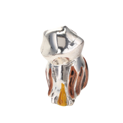 36 - Silver and Enamel Miniature Owl Ornament, 17g