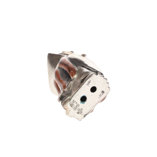 36 - Silver and Enamel Miniature Owl Ornament, 17g