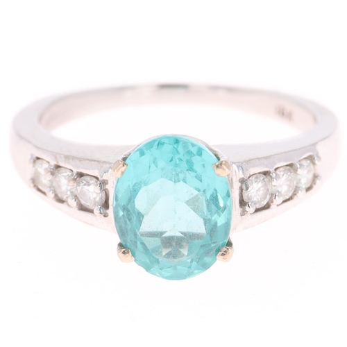 267 - Apatite and Diamond 18ct White Gold Ring, 4.5g