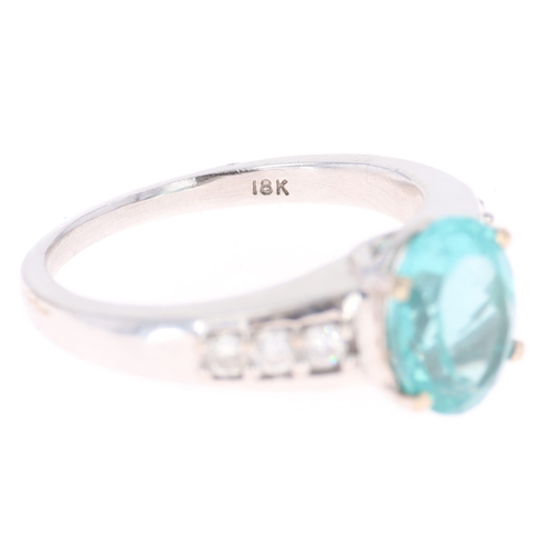 267 - Apatite and Diamond 18ct White Gold Ring, 4.5g