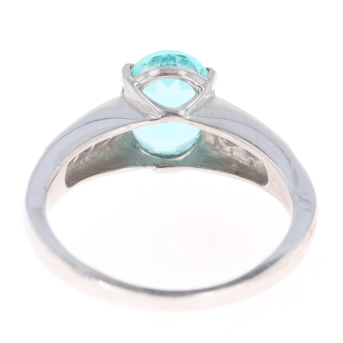 267 - Apatite and Diamond 18ct White Gold Ring, 4.5g