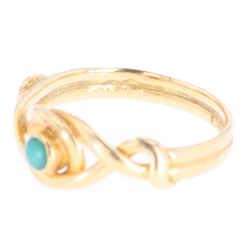 284 - Antique Turquoise Knotwork 18ct Gold Ring, 2.8g