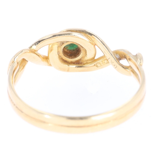 284 - Antique Turquoise Knotwork 18ct Gold Ring, 2.8g