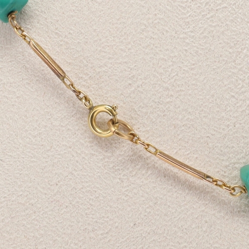 286 - Turquoise and Cultured Pearl Gold Necklace, 22.3g