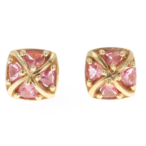 288 - Pinkish Orange Sapphire Gold Stud Earrings, 3.1g