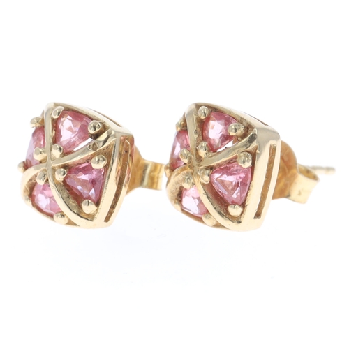 288 - Pinkish Orange Sapphire Gold Stud Earrings, 3.1g