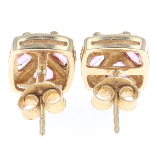 288 - Pinkish Orange Sapphire Gold Stud Earrings, 3.1g