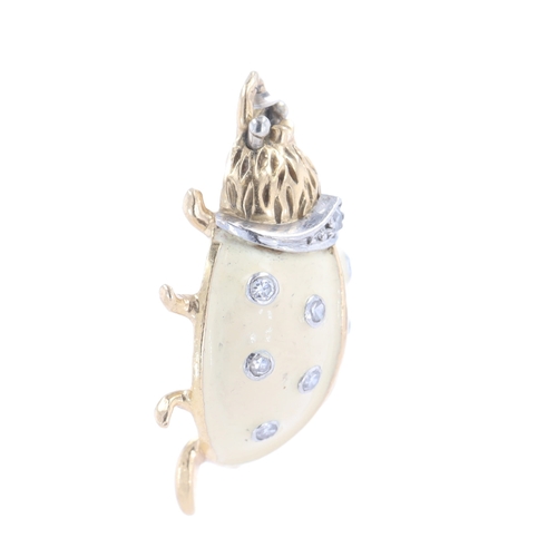 300 - Van Cleef & Arpels Enamel Diamond Ladybird Pendant, 3.5g