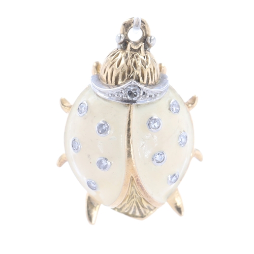 300 - Van Cleef & Arpels Enamel Diamond Ladybird Pendant, 3.5g