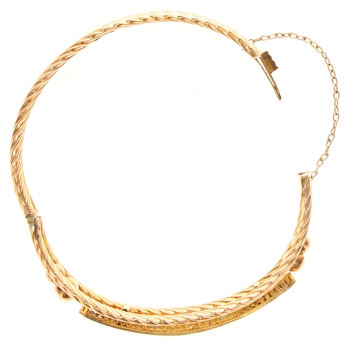 372 - Victorian Sapphire and Diamond 9ct Gold Bangle, 12.9g