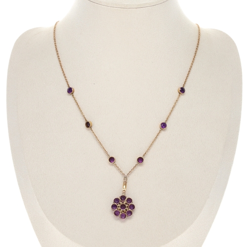 377 - Amethyst and Split Pearl 9ct Gold Necklace, 6g
