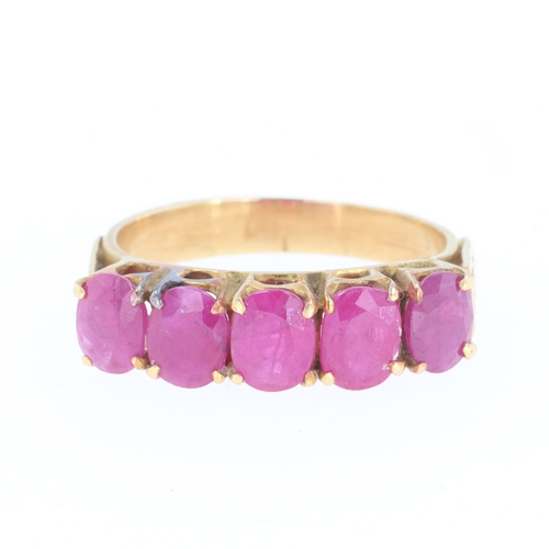 380 - Synthetic Ruby Gold Dress Ring, 3.6g