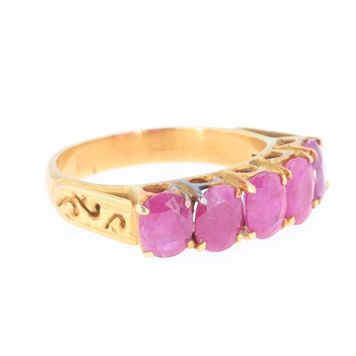 380 - Synthetic Ruby Gold Dress Ring, 3.6g
