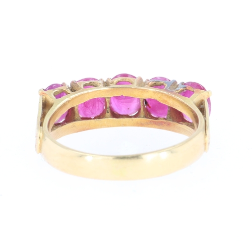 380 - Synthetic Ruby Gold Dress Ring, 3.6g