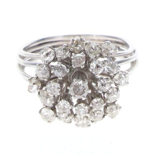 382 - Diamond Platinum Cluster Ring including Box, 7.2g