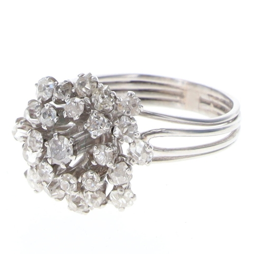 382 - Diamond Platinum Cluster Ring including Box, 7.2g