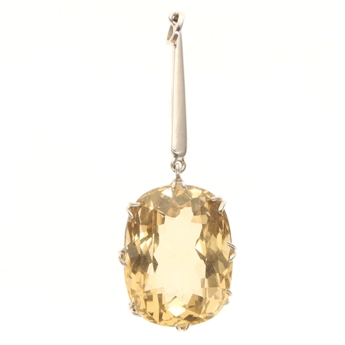 386 - Citrine 9ct White Gold Pendant, 4.8g
