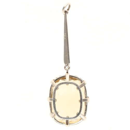 386 - Citrine 9ct White Gold Pendant, 4.8g