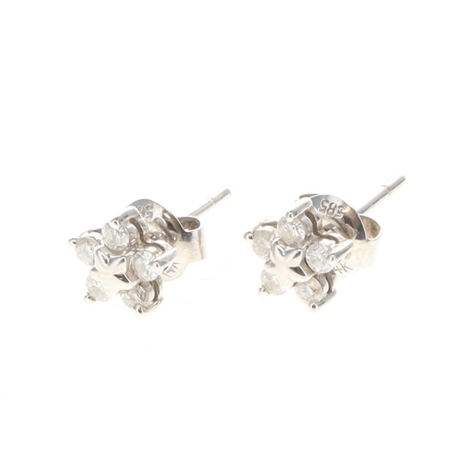 392 - Diamond Flower White Gold Earrings and Necklace Set, 2.3g