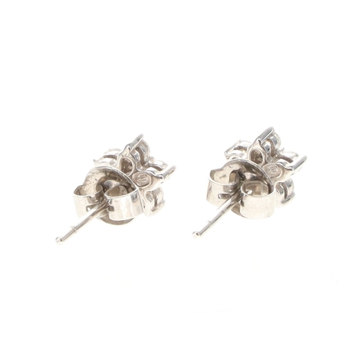 392 - Diamond Flower White Gold Earrings and Necklace Set, 2.3g