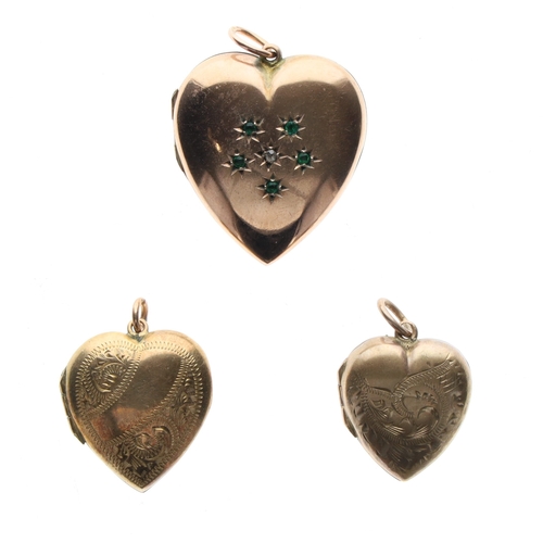 403 - 9ct Gold Back and Front Locket Pendant Collection including Paste, 10.7g