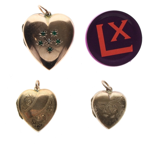 403 - 9ct Gold Back and Front Locket Pendant Collection including Paste, 10.7g