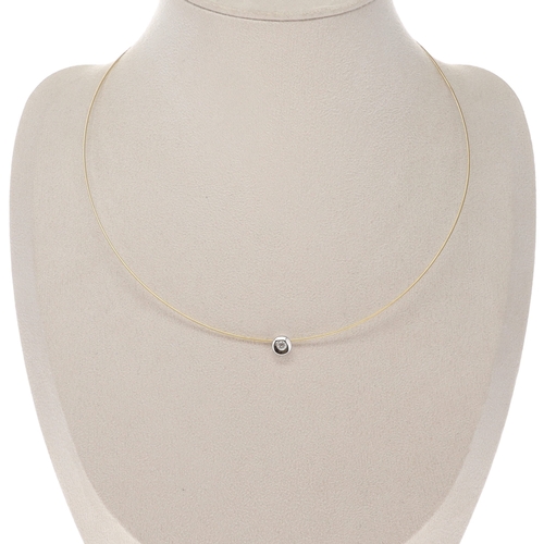 406 - Diamond Bezel-Set 14ct Gold Necklace, 3g
