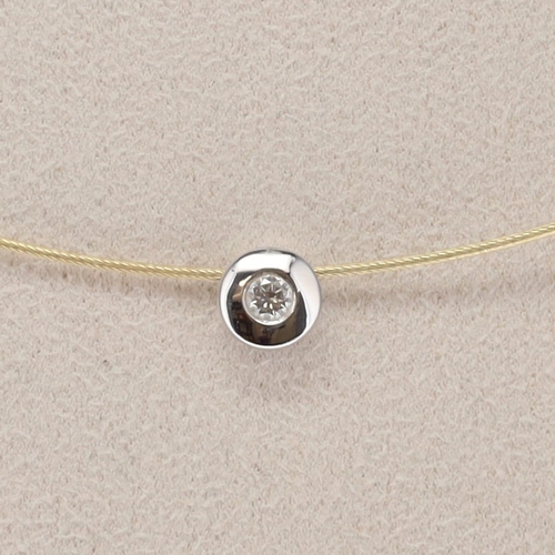 406 - Diamond Bezel-Set 14ct Gold Necklace, 3g