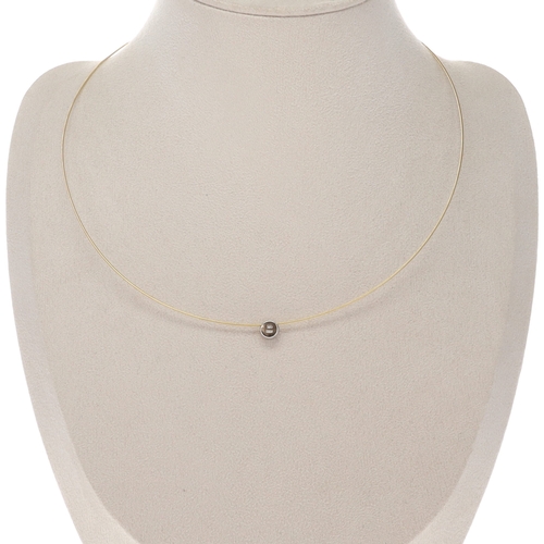 406 - Diamond Bezel-Set 14ct Gold Necklace, 3g