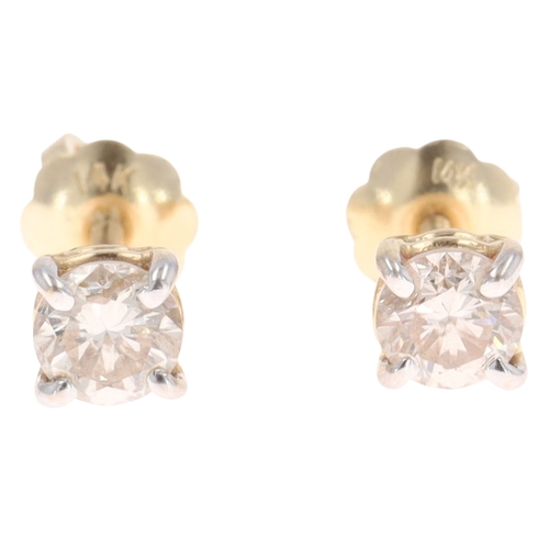 413 - Diamond Solitaire Stud 14ct Gold Earrings, 0.8g