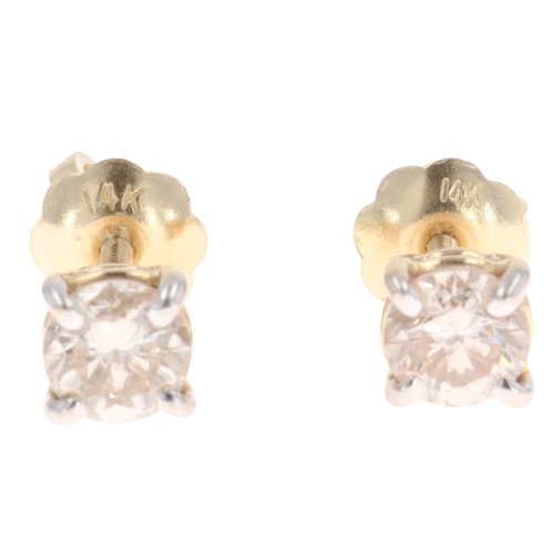 413 - Diamond Solitaire Stud 14ct Gold Earrings, 0.8g