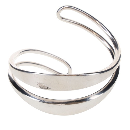 Danish Modernist Sterling Silver Openwork Bangle, 77g