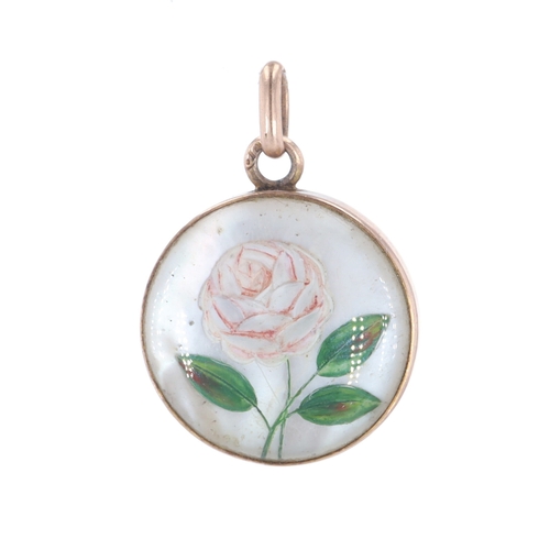 419 - Essex Crystal Rose Mother Of Pearl Gold Pendant, 1.9g