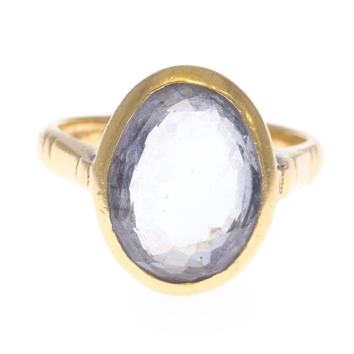 Ceylon Sapphire Bezel Set Gold Ring, est. 7ct, 7.9g