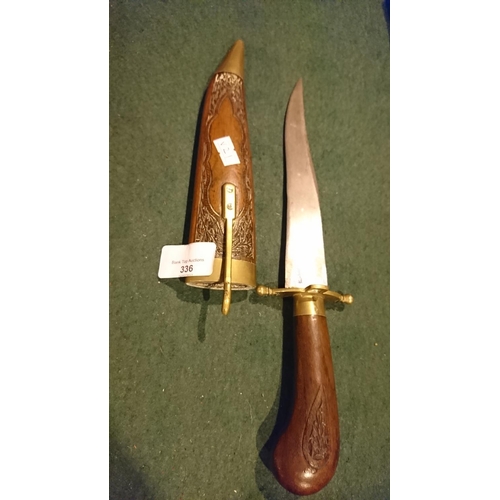 336 - Indian dagger in wooden scabbard