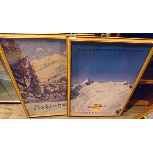 447 - 2 Framed winter resort posters