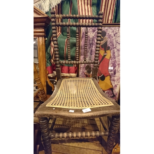 490 - Victorian Wicker seated bobbins chair